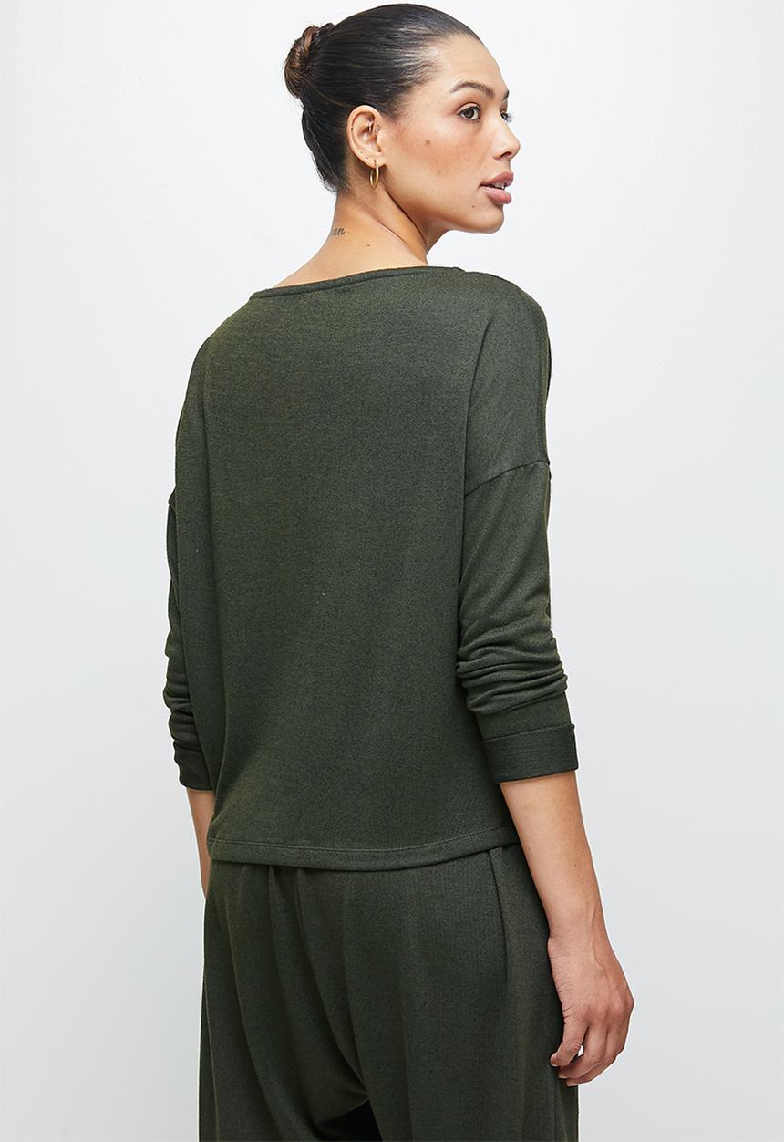 edit - Cut & sew slouchy tee - khaki