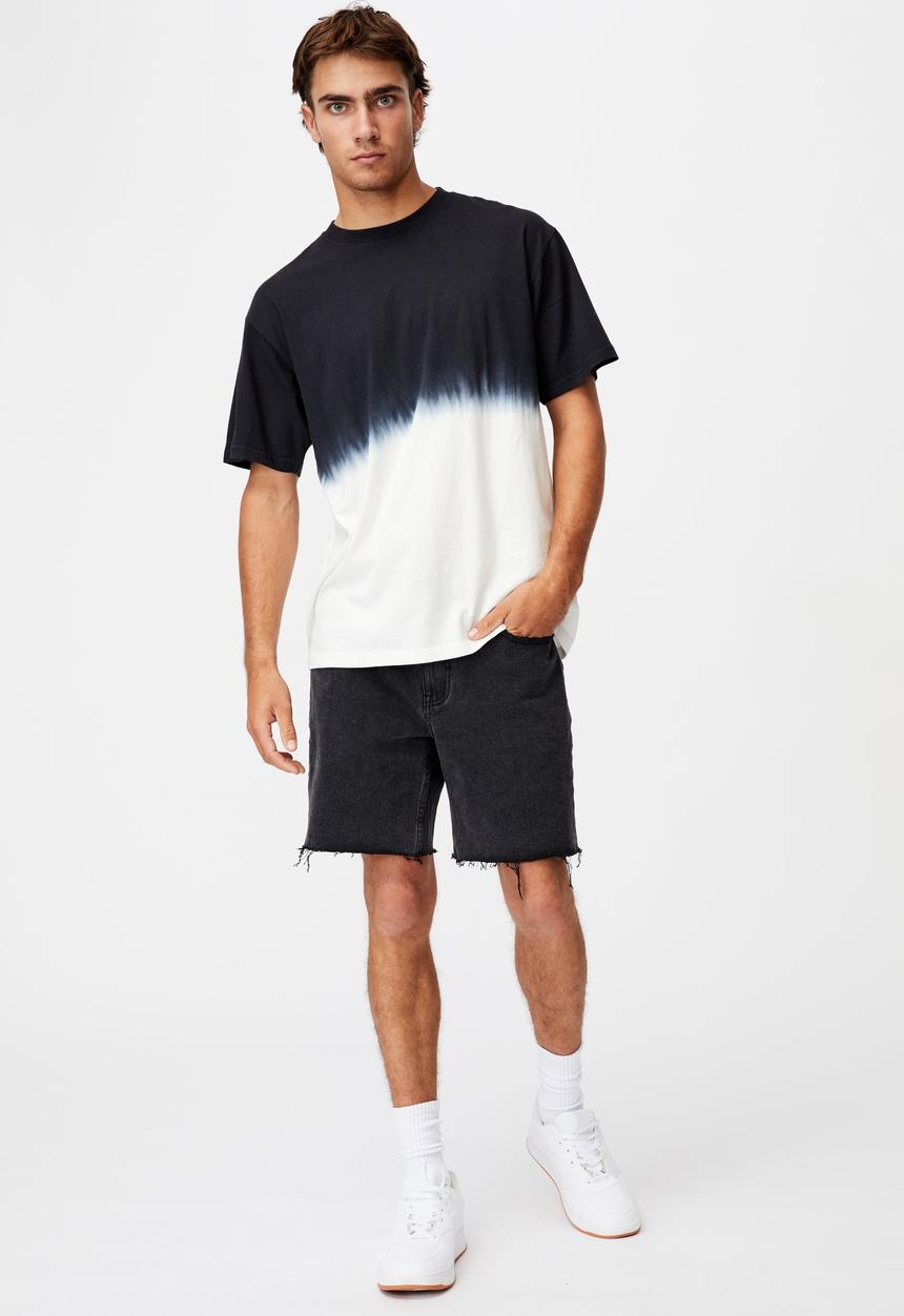 Cotton On - Festival T-shirt - washed black/bone dip dye