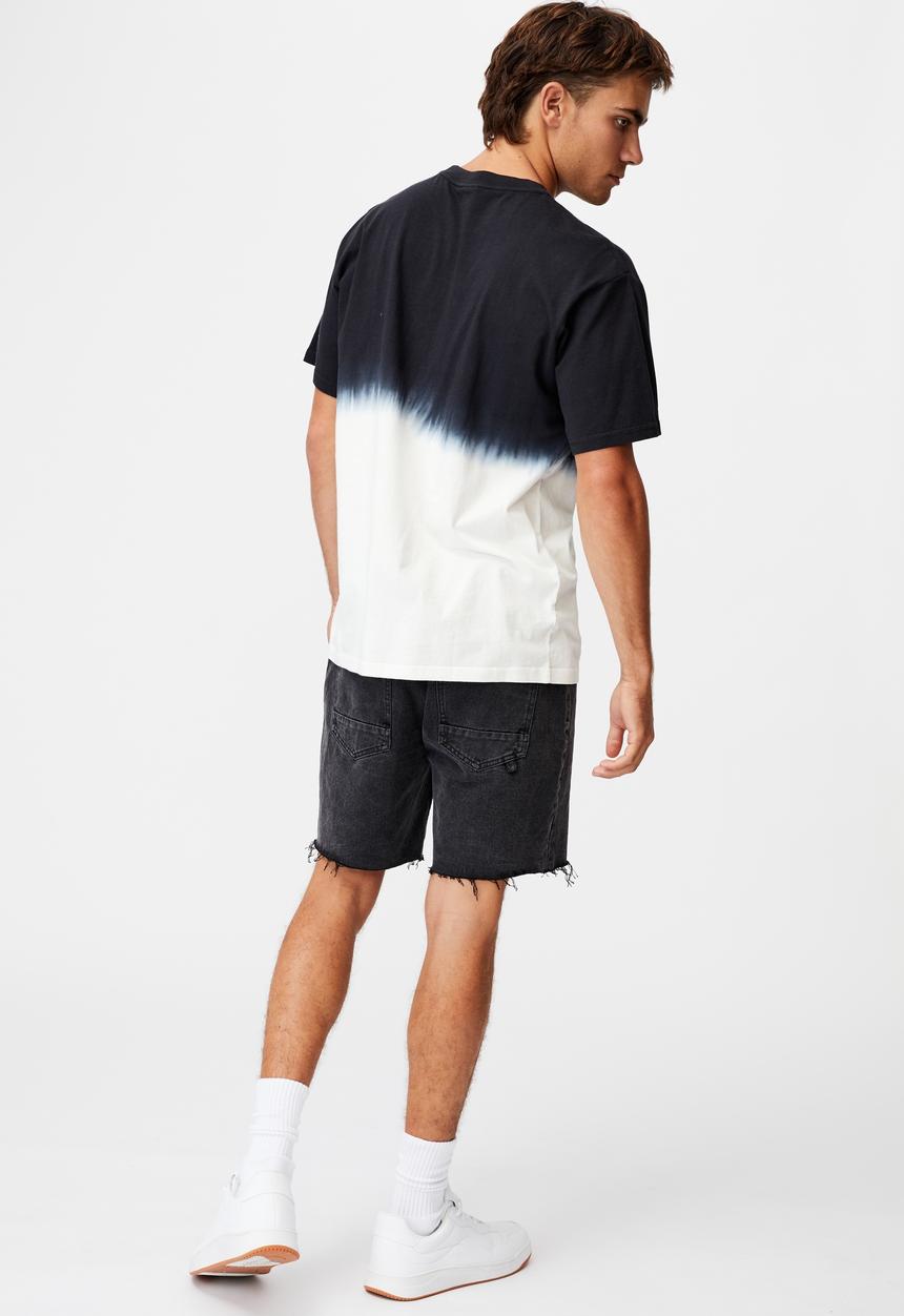Cotton On - Festival T-shirt - washed black/bone dip dye