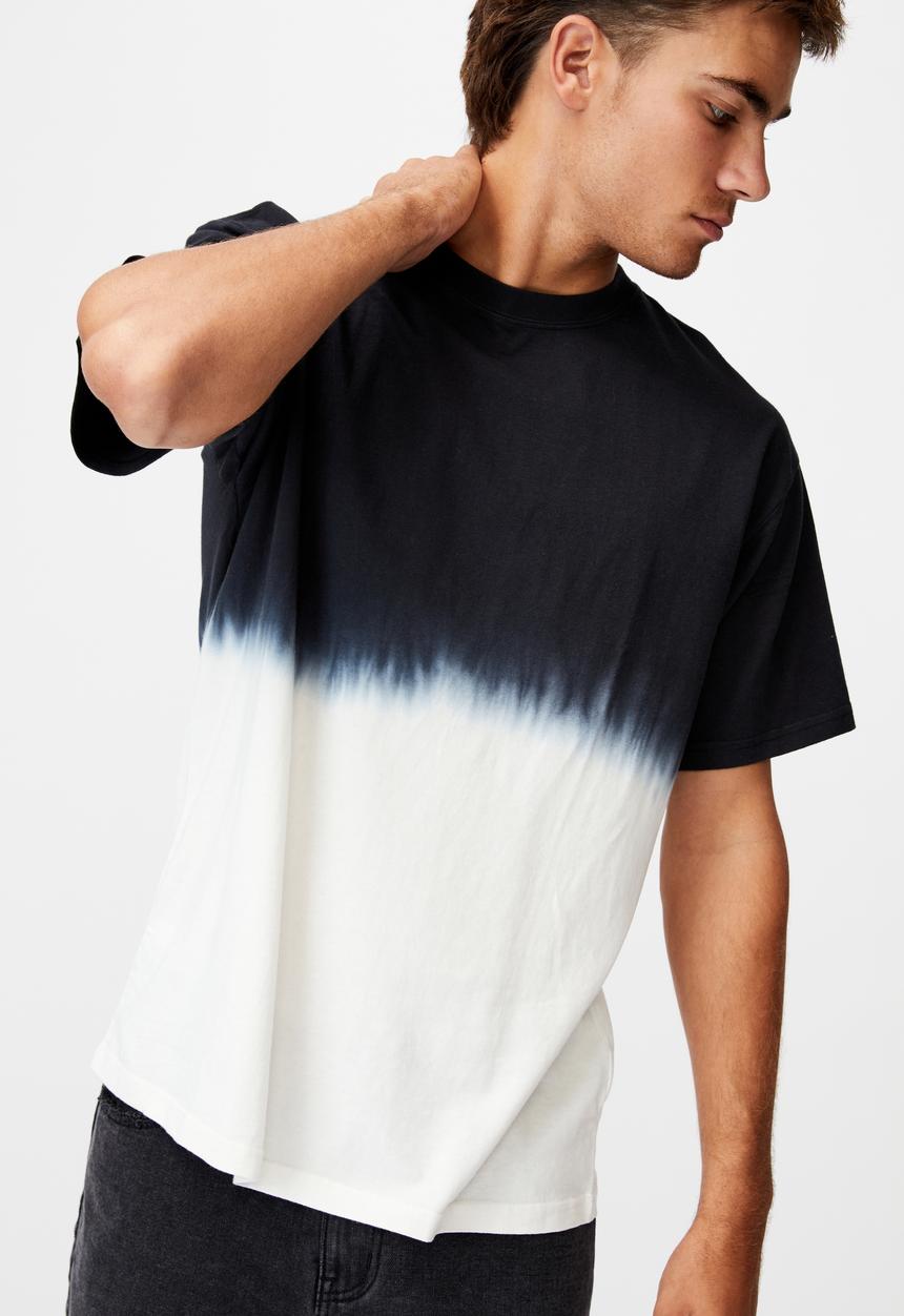 Cotton On - Festival T-shirt - washed black/bone dip dye