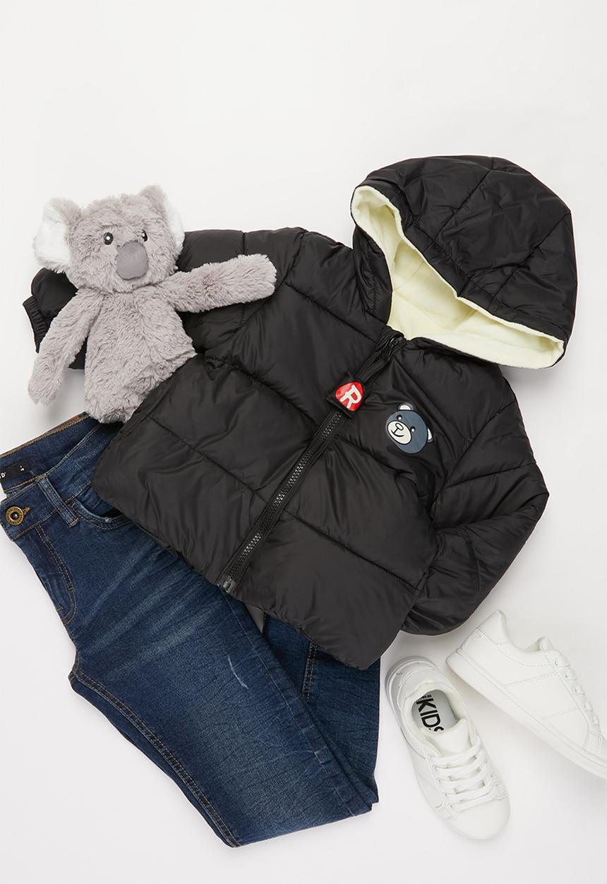 Pop Candy - Boys hooded puffer - black