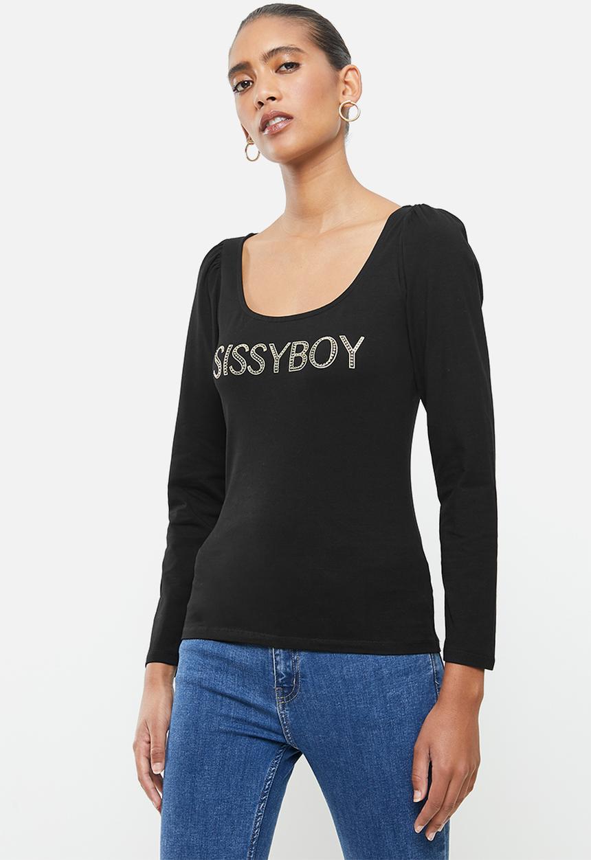 SISSY BOY - Camilla:  top with bling logo - black