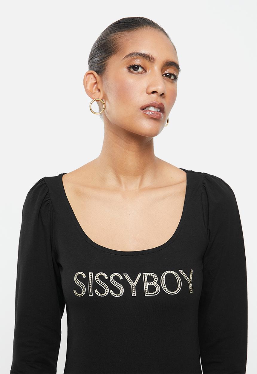 SISSY BOY - Camilla:  top with bling logo - black