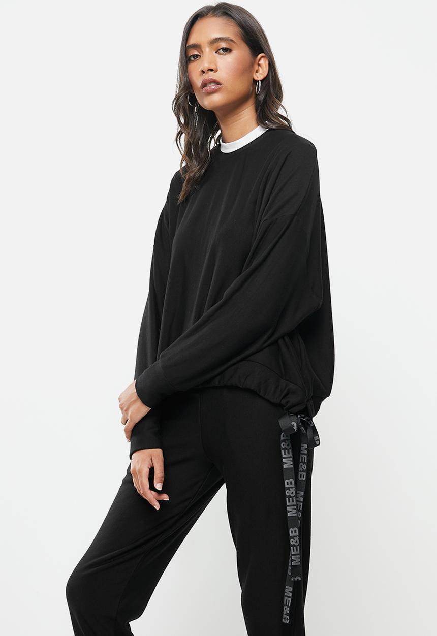 Me&B - Drawstring fleece sweat - black
