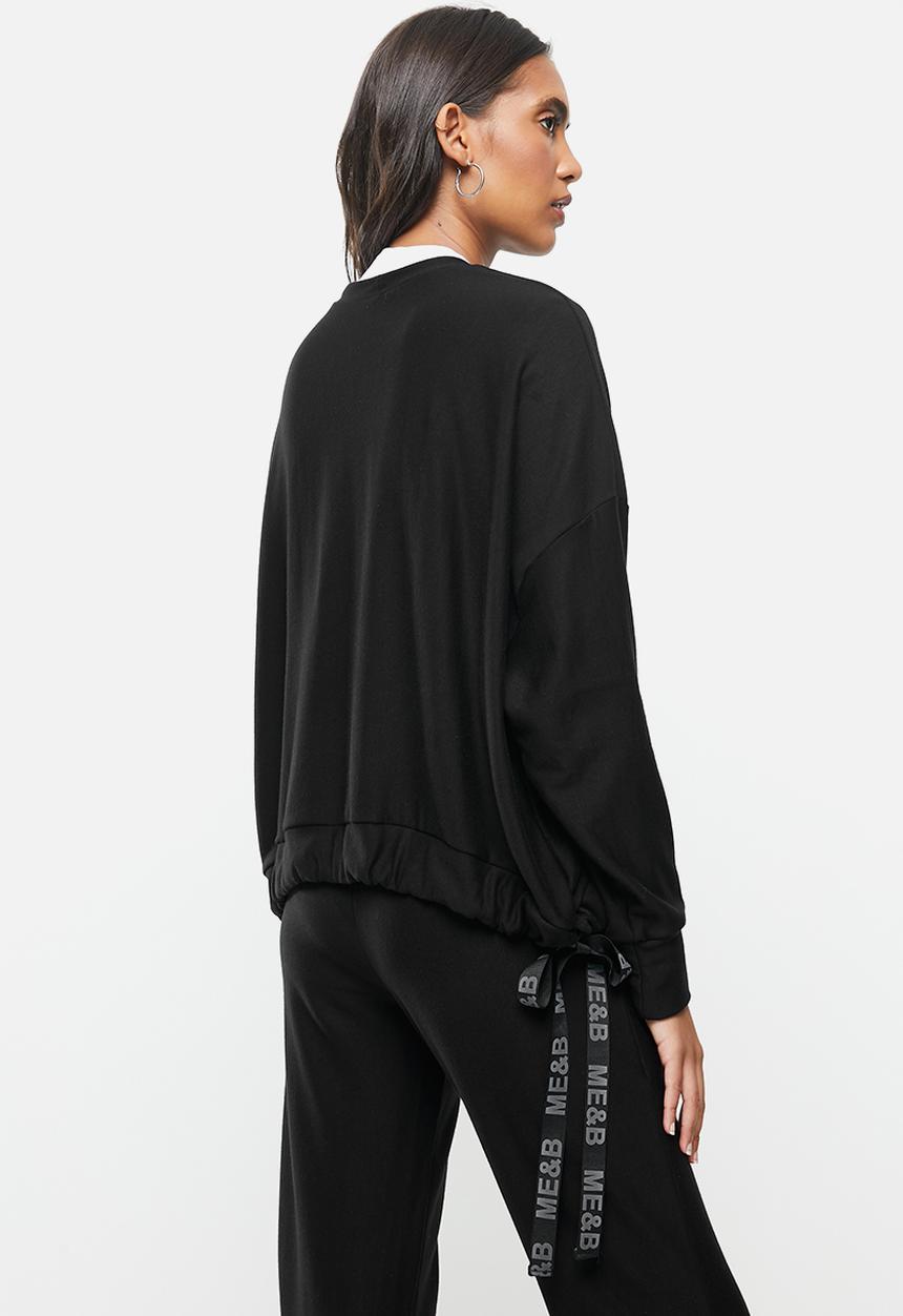 Me&B - Drawstring fleece sweat - black