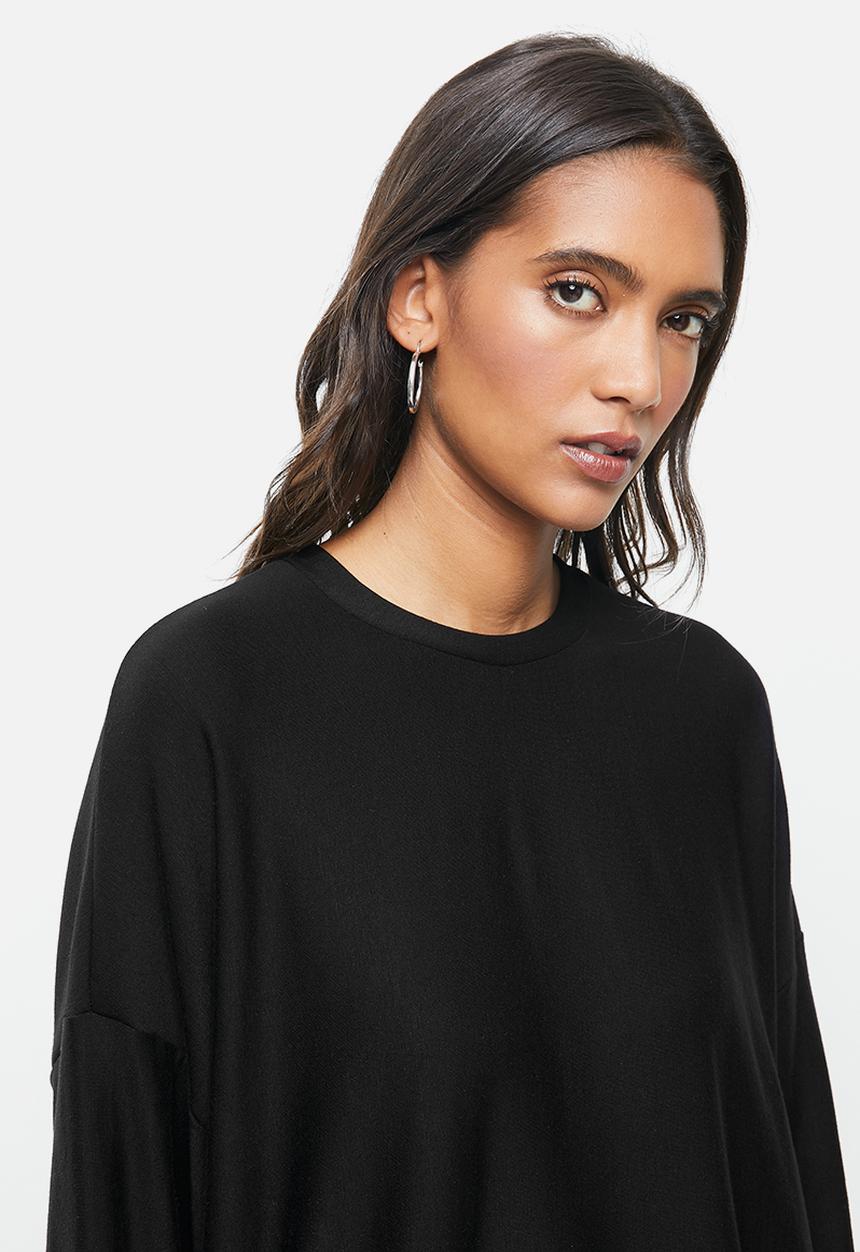 Me&B - Drawstring fleece sweat - black
