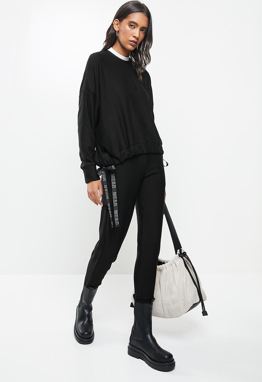 Me&B - Drawstring fleece sweat - black