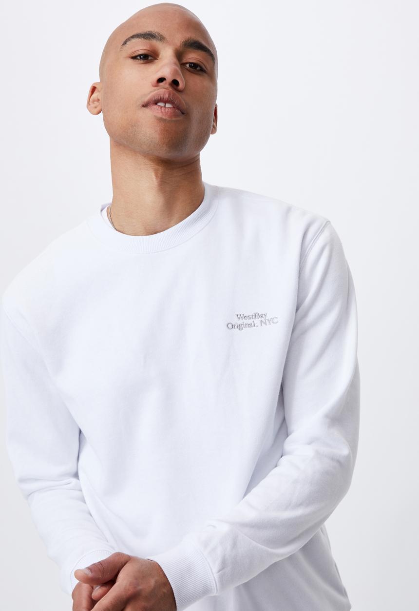 Cotton On - Graphic crew fleece - white