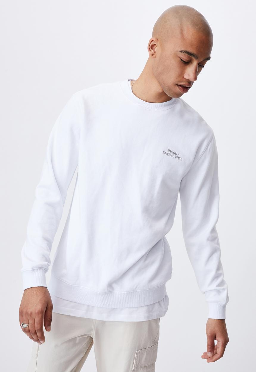 Cotton On - Graphic crew fleece - white