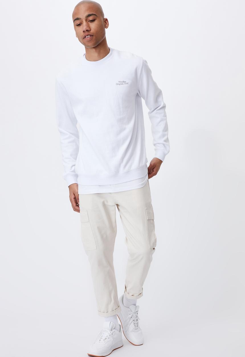 Cotton On - Graphic crew fleece - white
