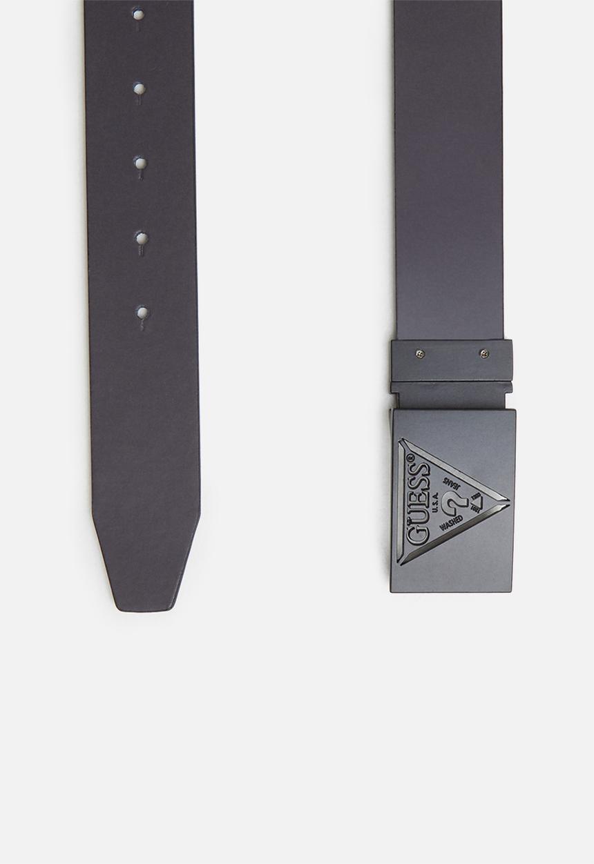 GUESS - 38mm reversible on cut on plaque buckle - black & grey 