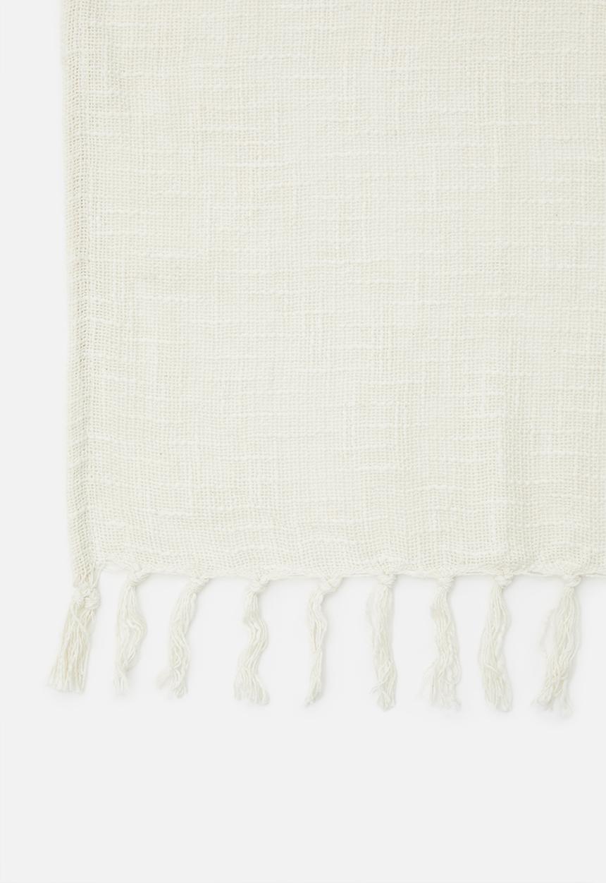 H&S - Slub fringed cotton throw - ivory