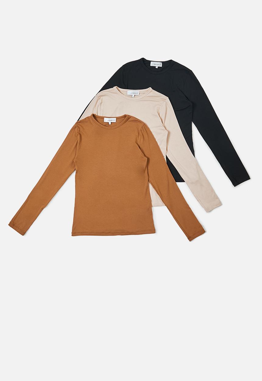 Superbalist - 3-pack crew neck long sleeve tee's - multi