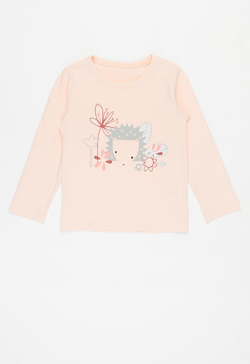 Pop Candy - Girls printed hedgehog long sleeve tee - pink