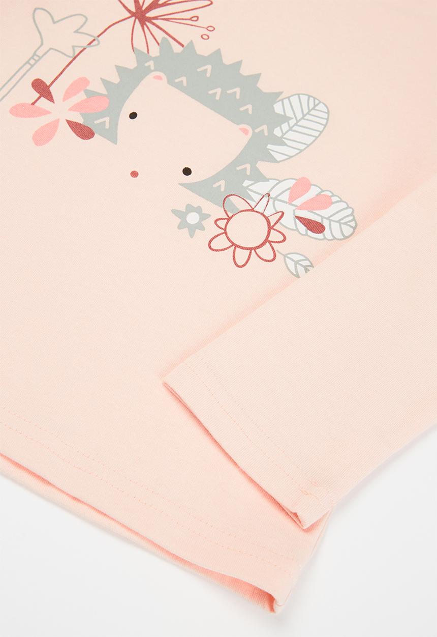 Pop Candy - Girls printed hedgehog long sleeve tee - pink
