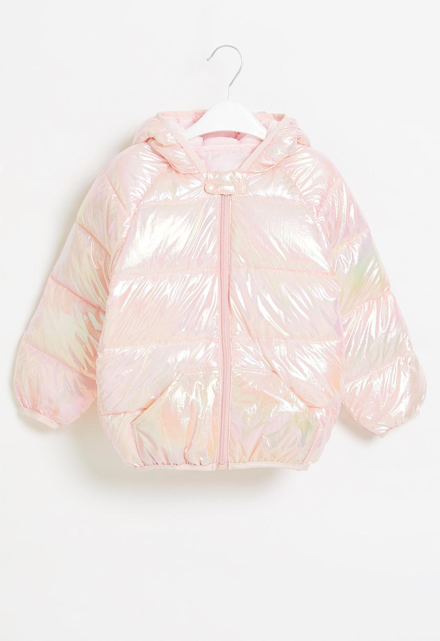 Pop Candy - Girls hooded puffer jacket - pink pearlescent
