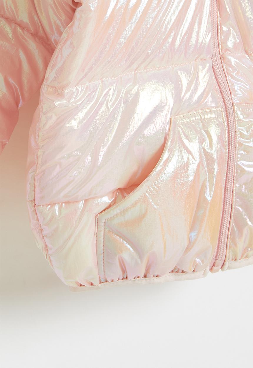 Pop Candy - Girls hooded puffer jacket - pink pearlescent