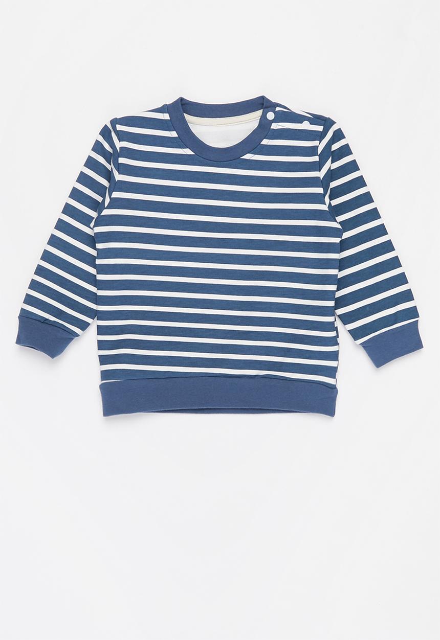Pop Candy - Boys stripe crewneck - blue & white 