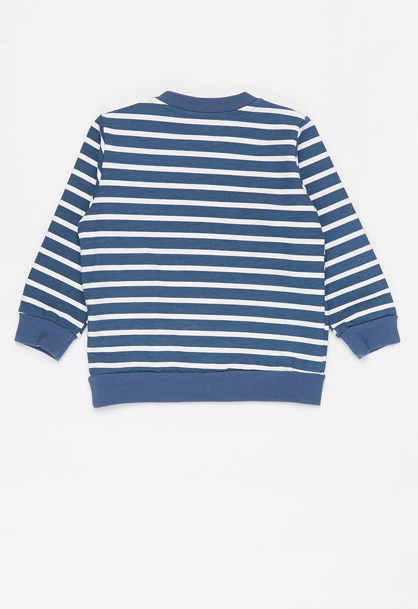 Pop Candy - Boys stripe crewneck - blue & white 