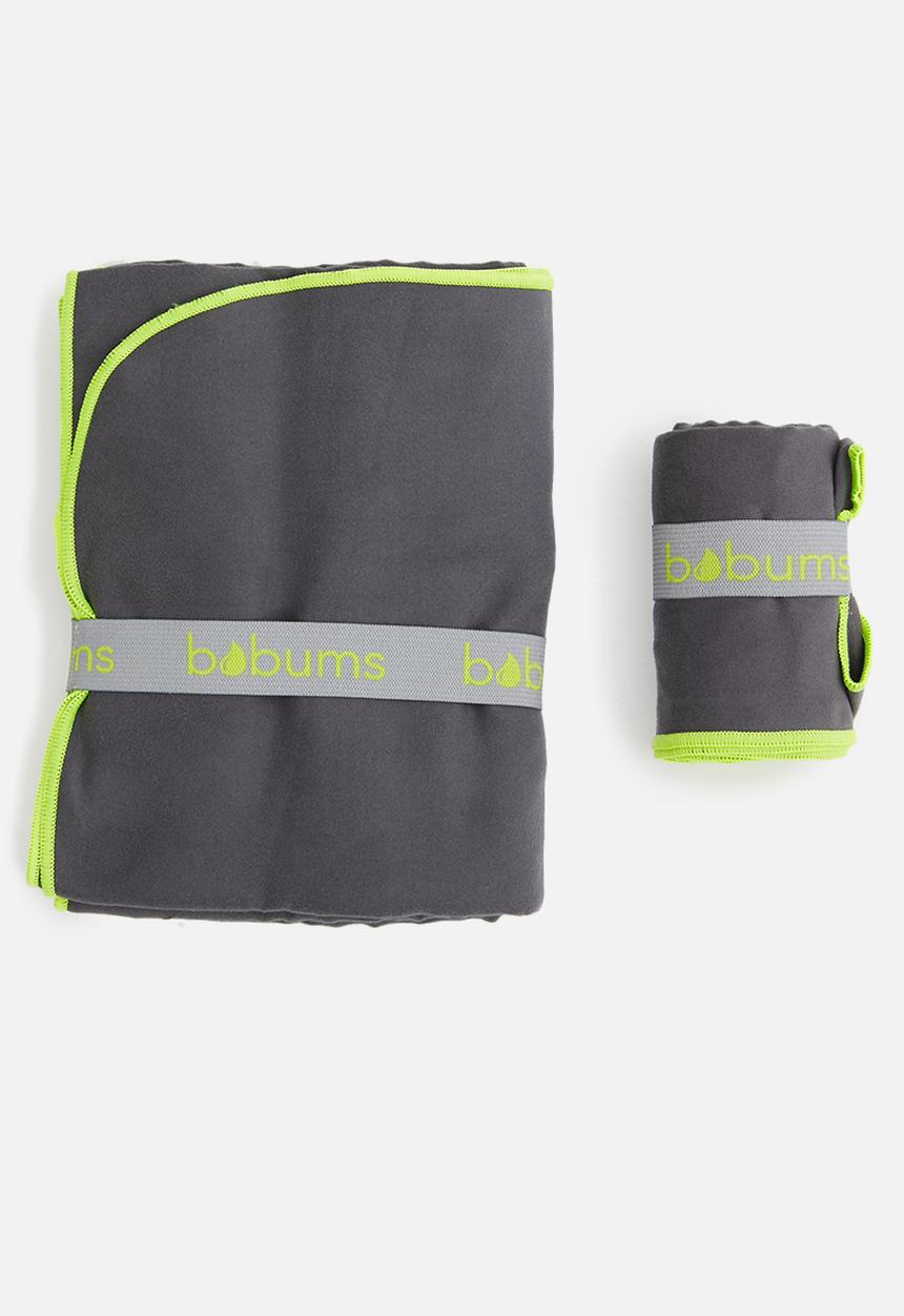 Bobums - Microfiber XL gym zip towel combo - gunmetal & yellow