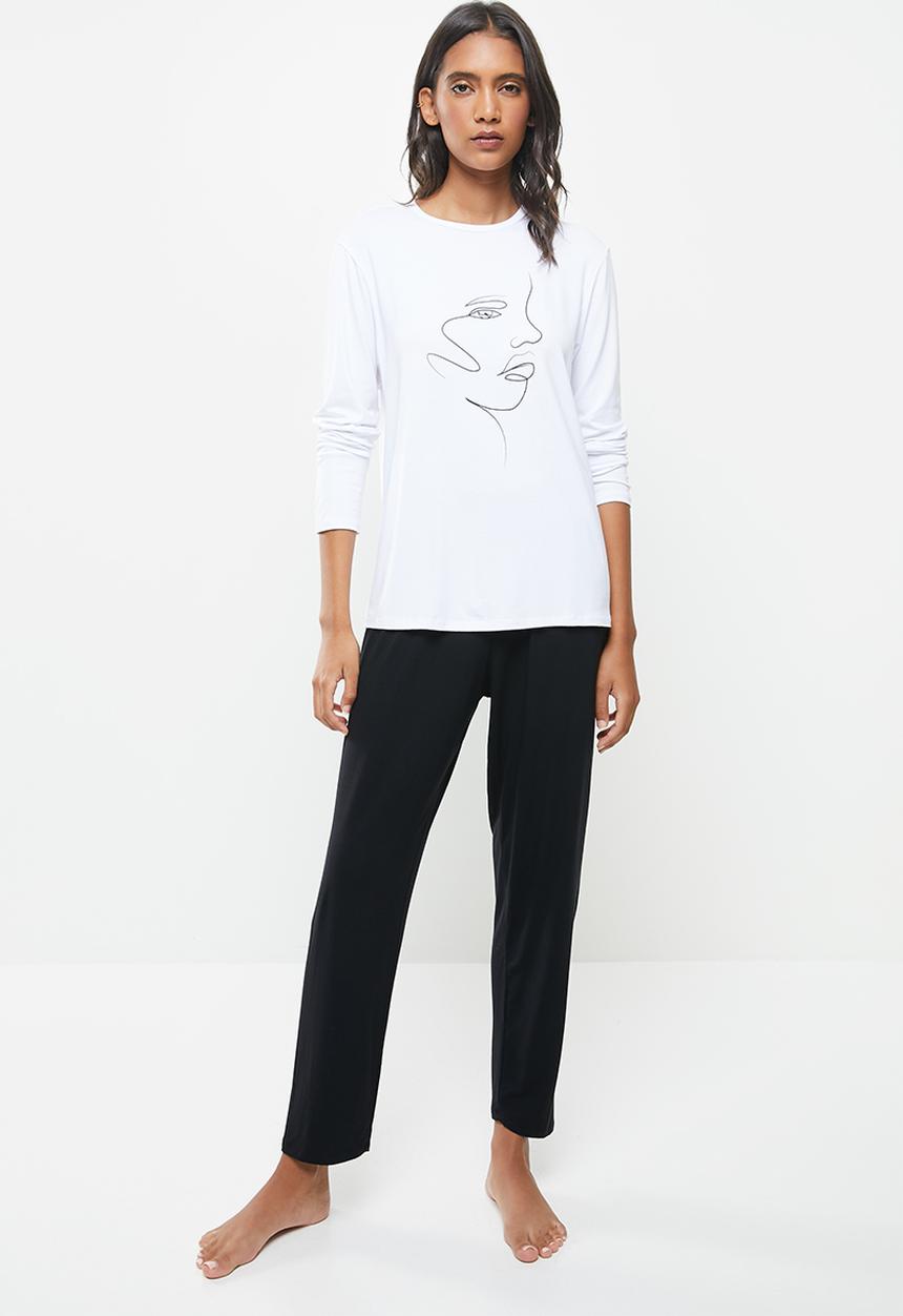 Superbalist - Sleep tee & pants set - black & white