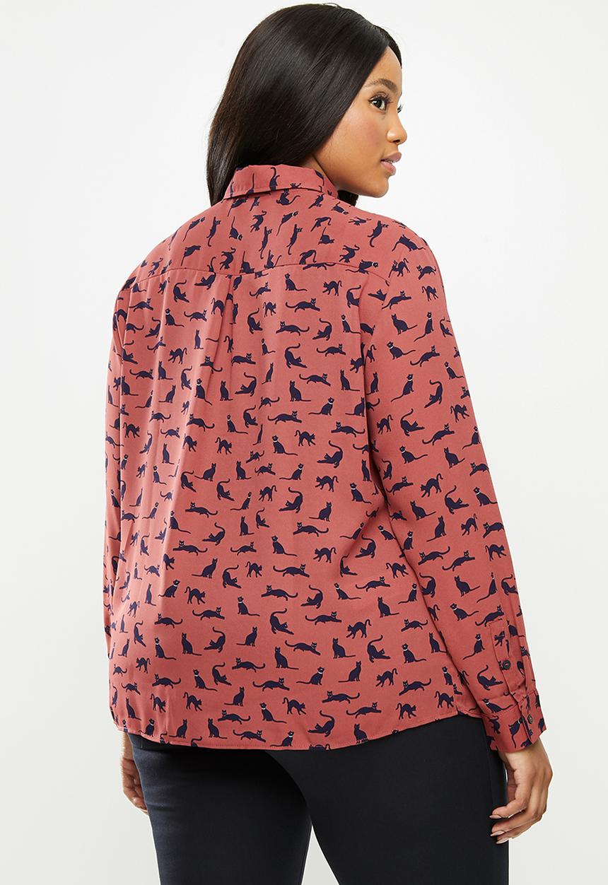 Violeta by Mango - Plus blouse laurel - burgundy & navy
