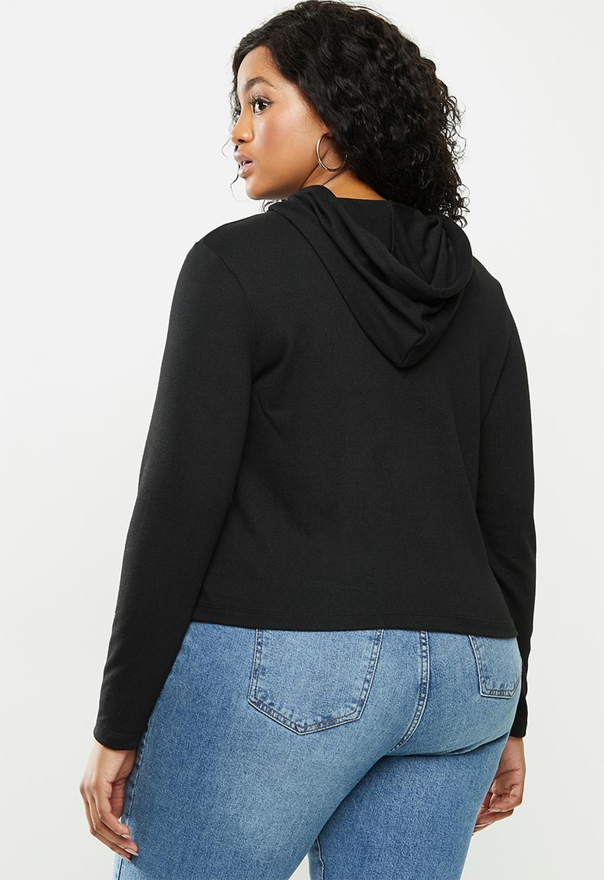Blake - Soft touch cropped hoodie - black