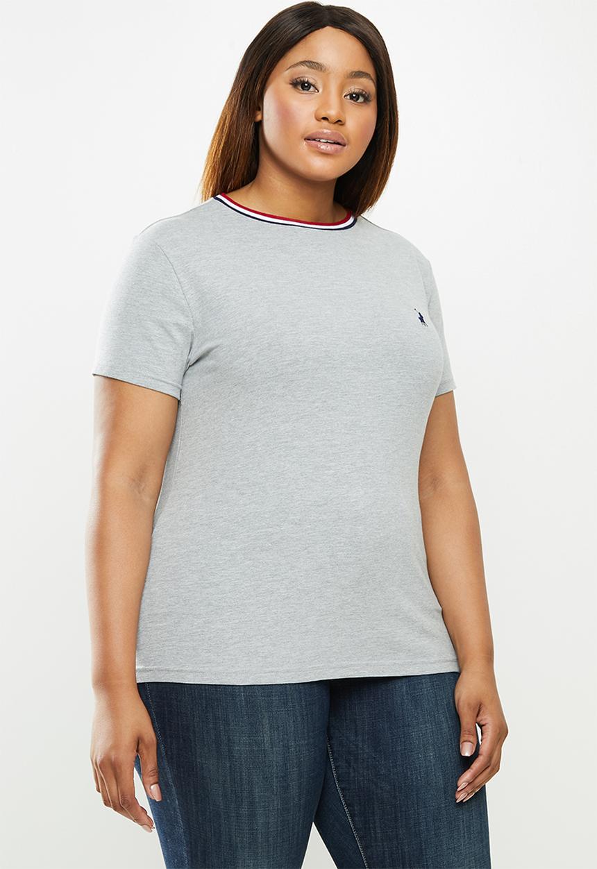 POLO - Plus tracey short sleeve T-shirt with stripe tipping - grey 