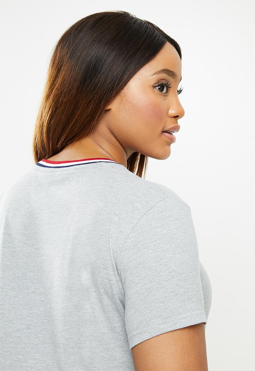 POLO - Plus tracey short sleeve T-shirt with stripe tipping - grey 