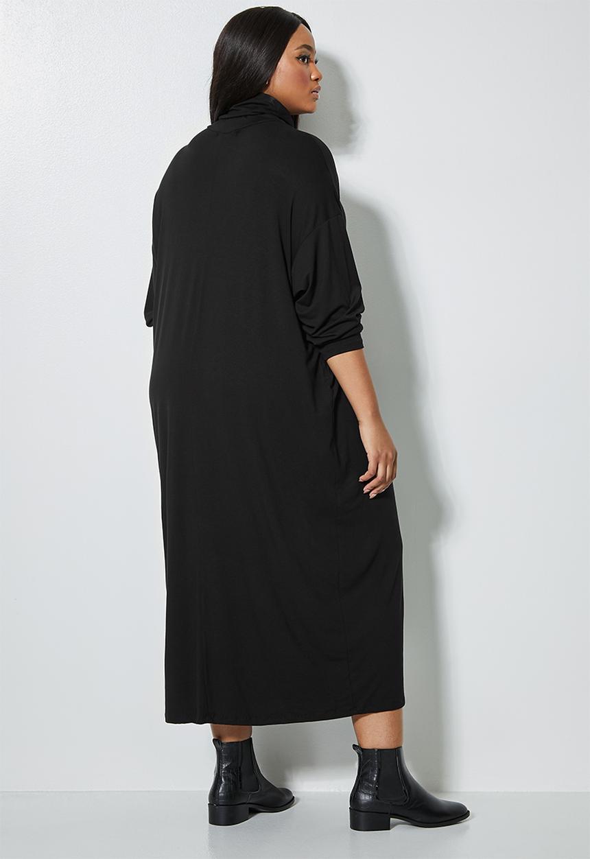 Superbalist - Dropped shoulder poloneck dress - black