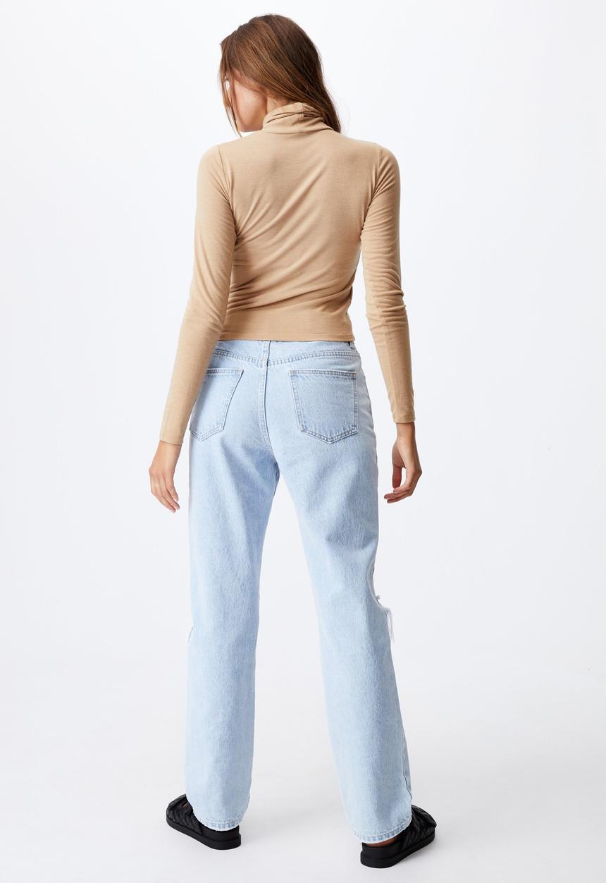 Cotton On - Basic roll neck long sleeve top - caramel brown