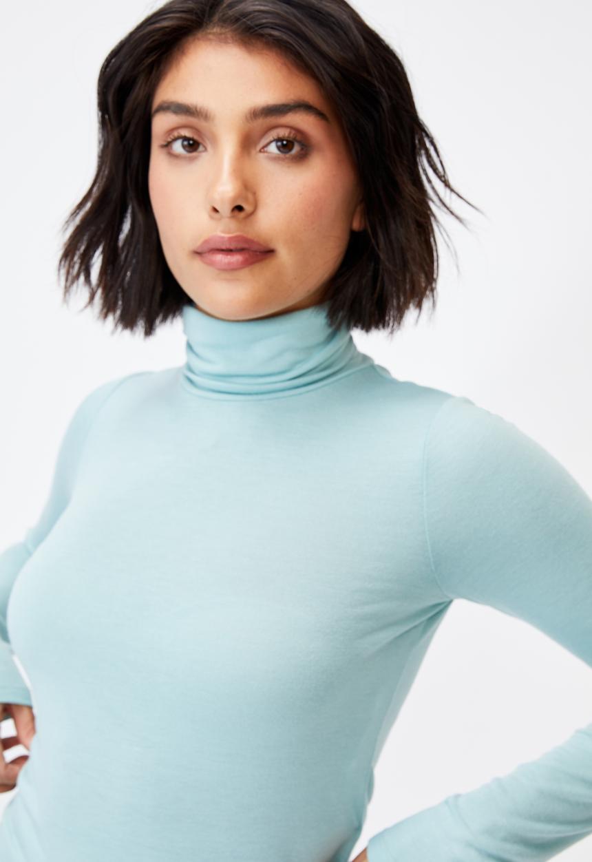 Cotton On - Basic roll neck long sleeve top - horizon blue