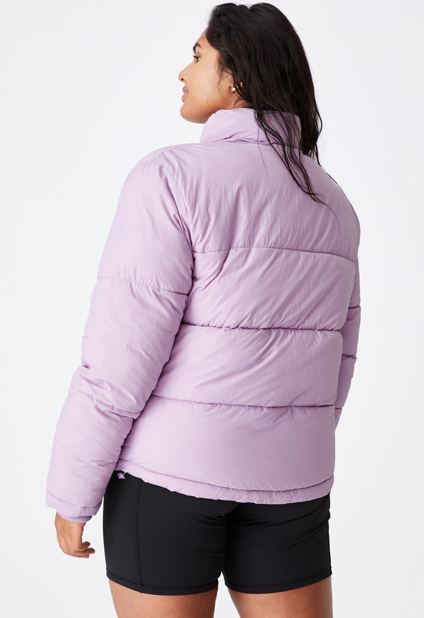 Cotton On - Curve crinkle puffer jacket - dusty lilac