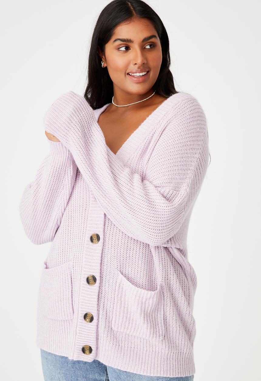 Cotton On - Curve lush dad cardigan - lilac 