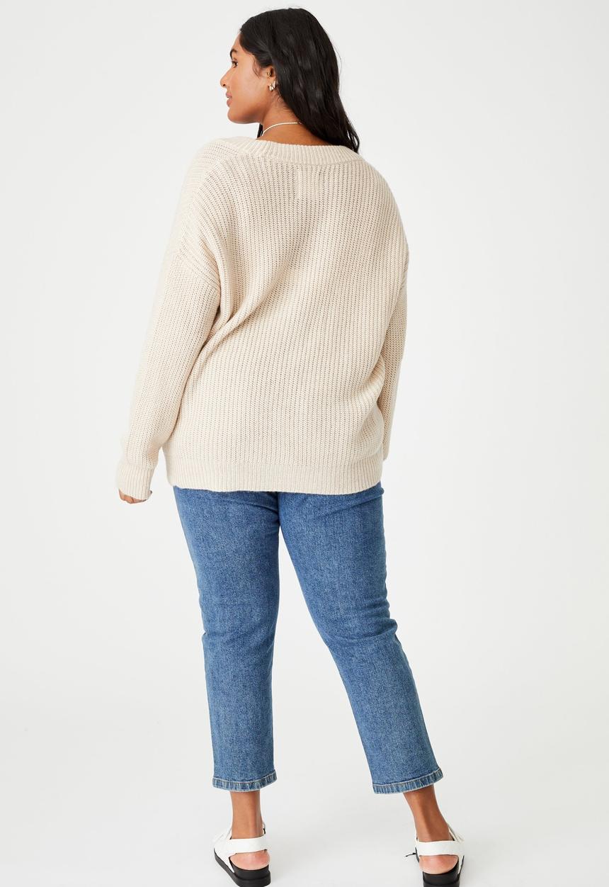 Cotton On - Curve lush dad cardigan - taupe 