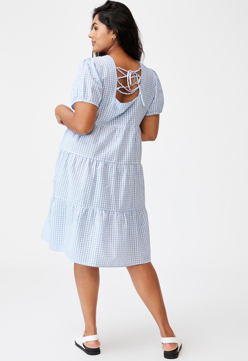 Cotton On - Curve woven Tammy midaxi dress - blue & white 