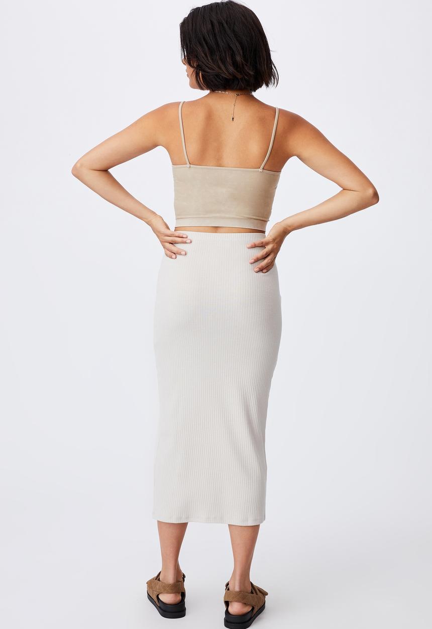 Cotton On - Essential split midi skirt - taupe