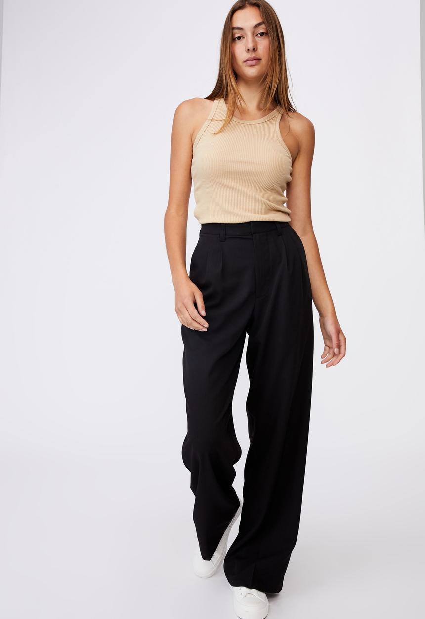 Cotton On - Jordan oversized pleat pants - black