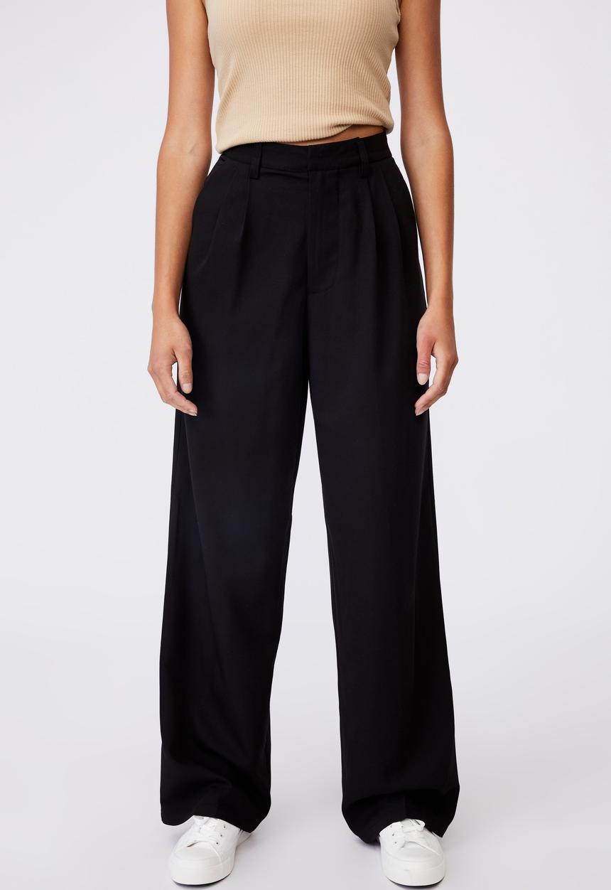 Cotton On - Jordan oversized pleat pants - black