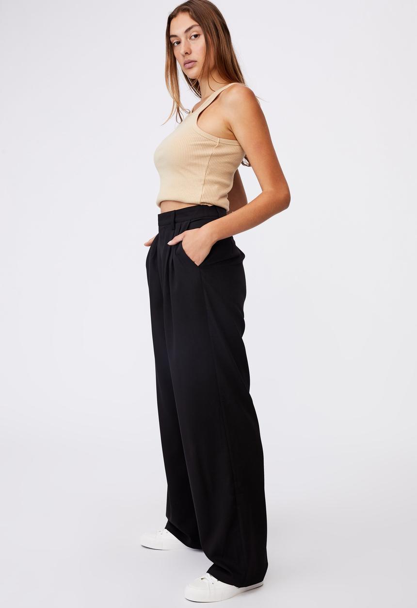 Cotton On - Jordan oversized pleat pants - black
