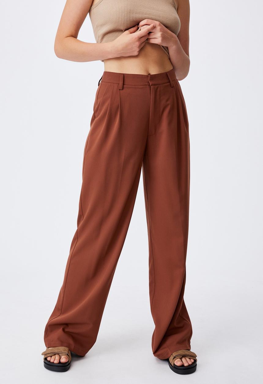 Cotton On - Jordan oversized pleat pants - chocolate