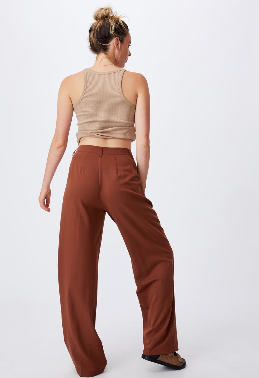 Cotton On - Jordan oversized pleat pants - chocolate