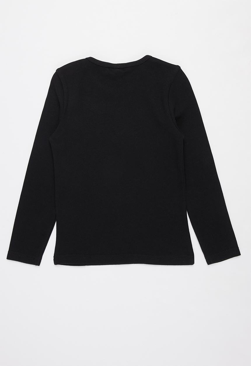 Pop Candy - Younger girls rib long sleeve tee - black