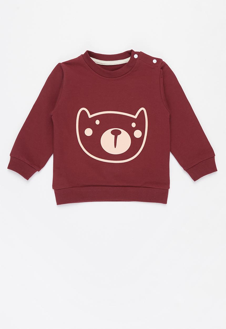 Pop Candy - Boys bear crewneck - burgundy