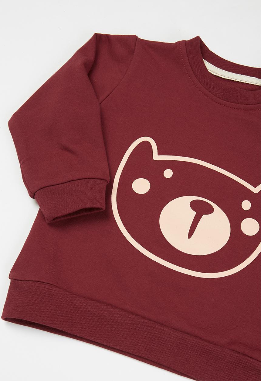 Pop Candy - Boys bear crewneck - burgundy