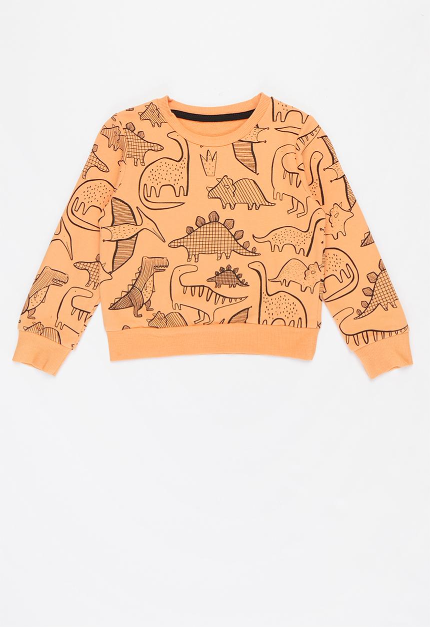 Pop Candy - Boys dino crew - orange & black 