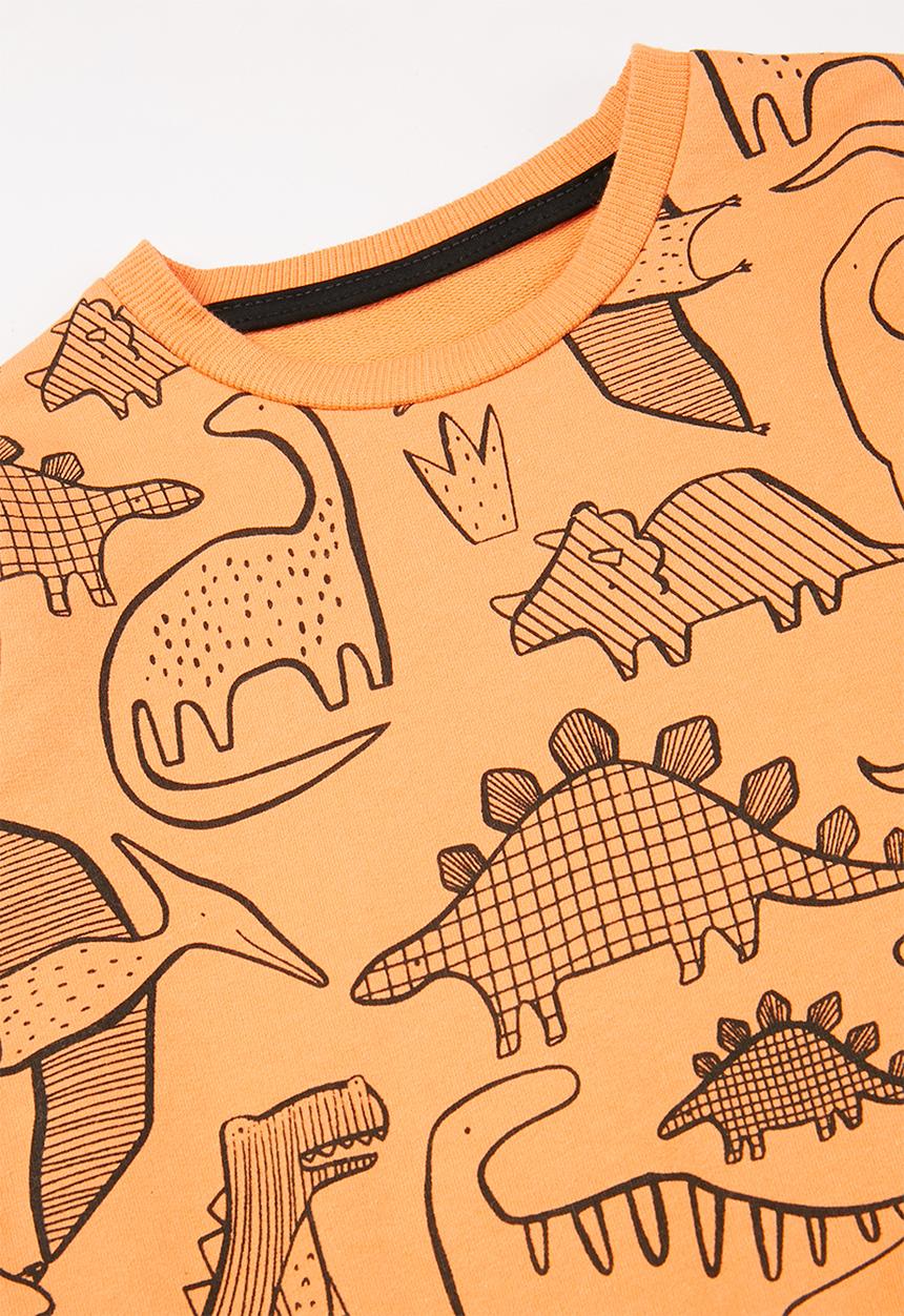 Pop Candy - Boys dino crew - orange & black 