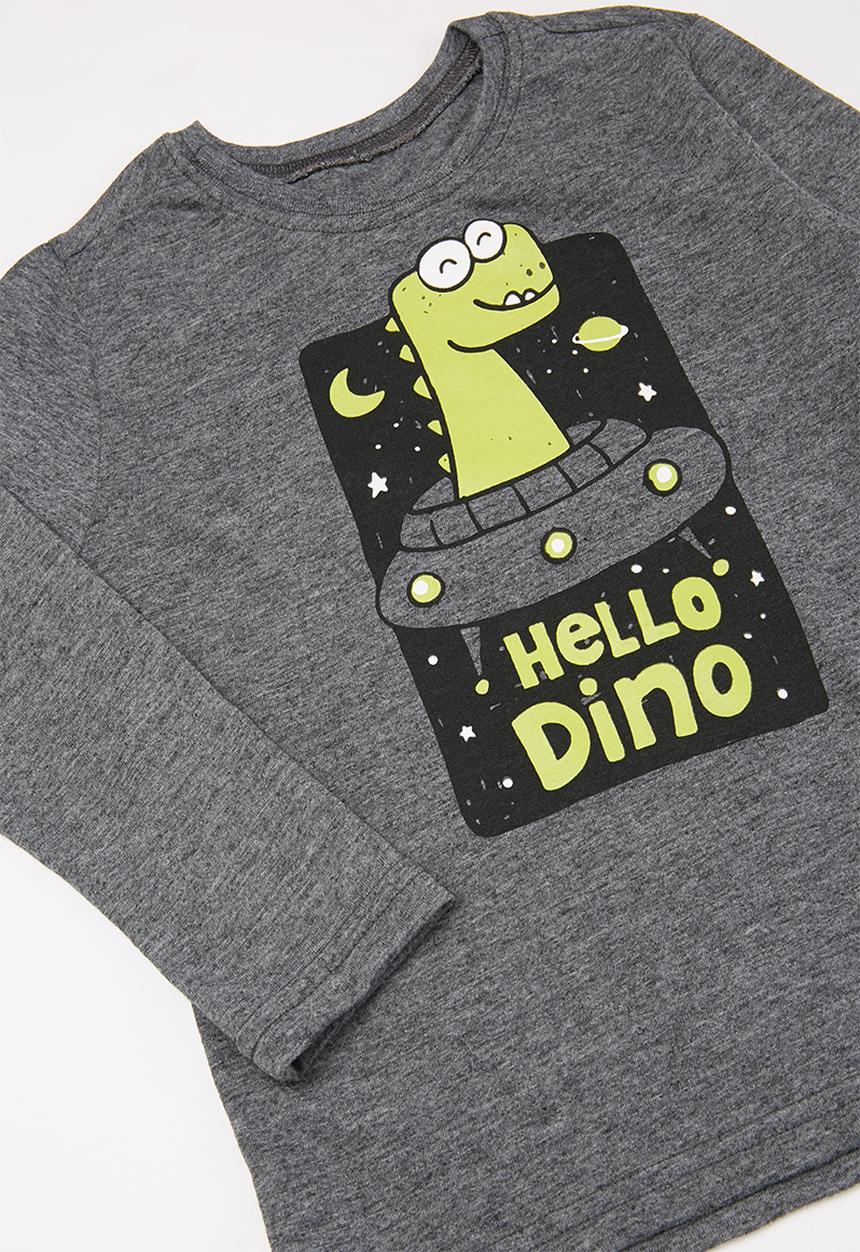 Pop Candy - Long sleeve tee & pants pj set - grey & black 