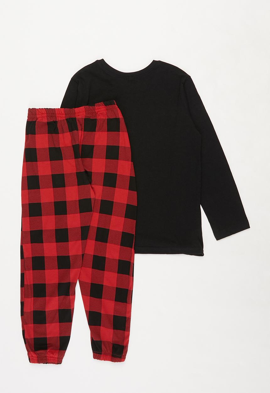 Pop Candy - Long sleeve tee & pants pj set - black & red 