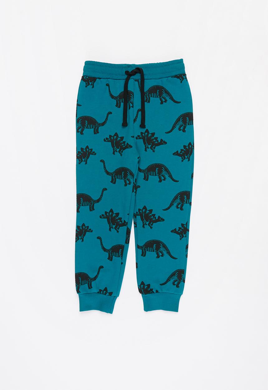 Pop Candy - Boys dino jogpants - teal & black 